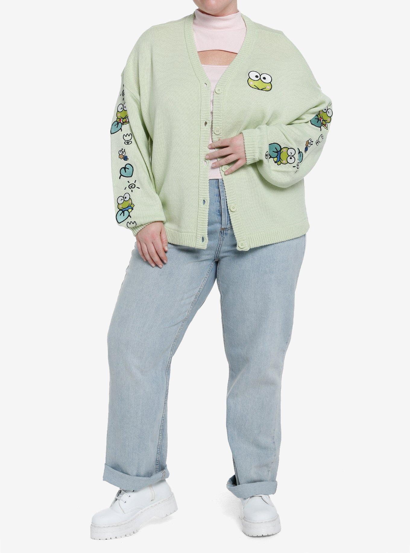 Keroppi Embroidered Skimmer Girls Cardigan Plus Size, MULTI, alternate