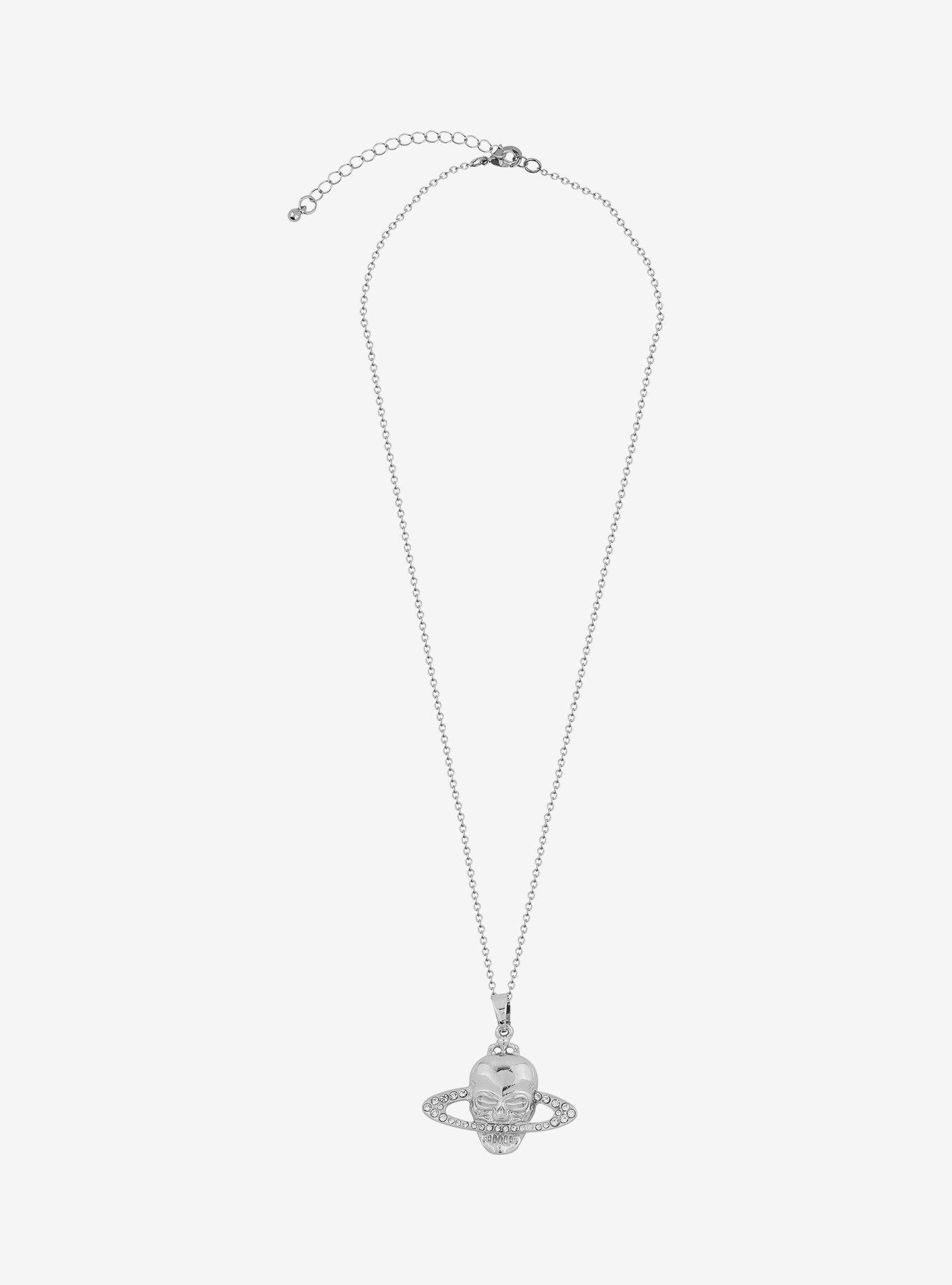 Skull Planet Pendant Necklace, , alternate