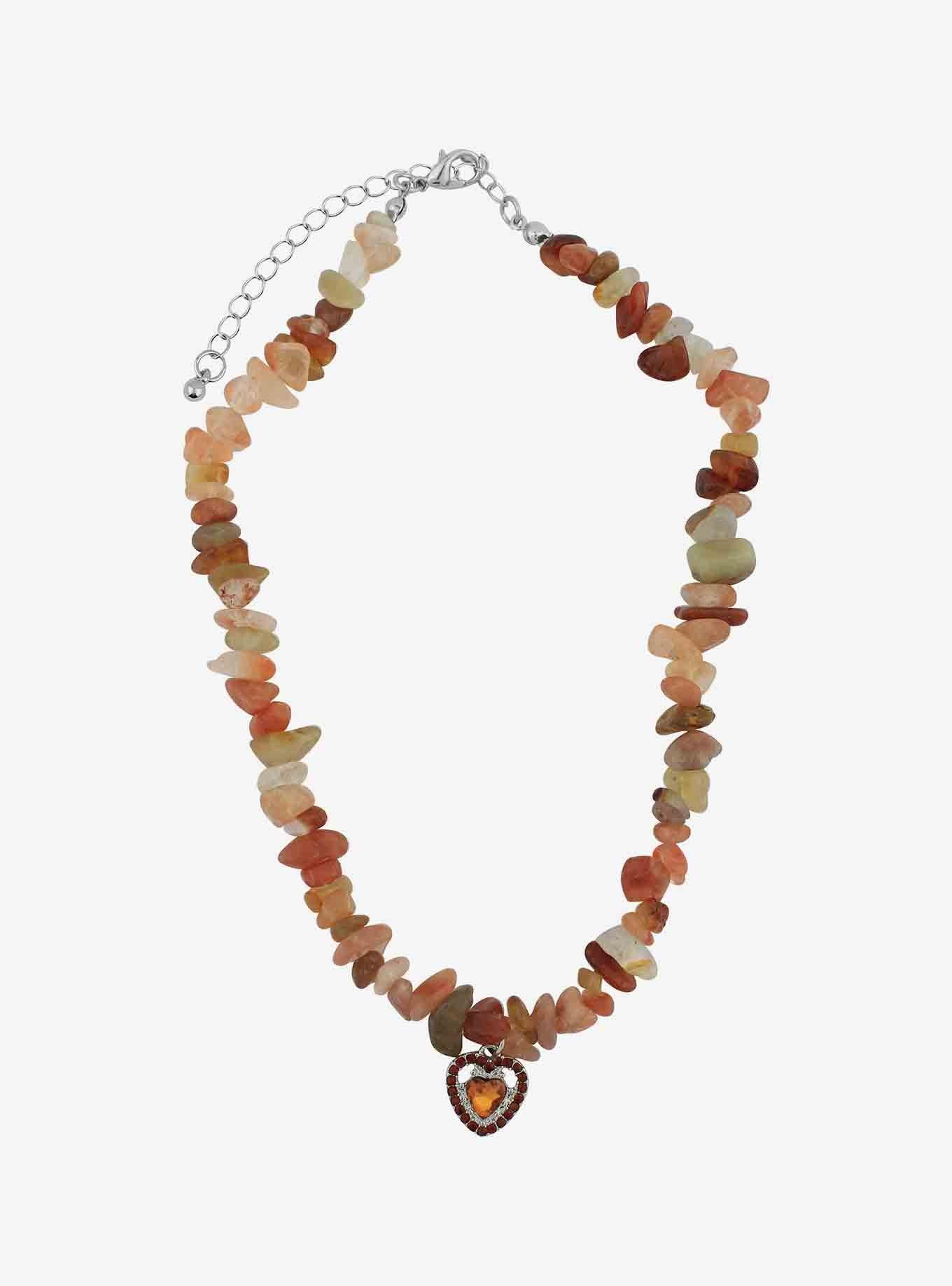 Earth Stone Heart Crystal Necklace, , alternate