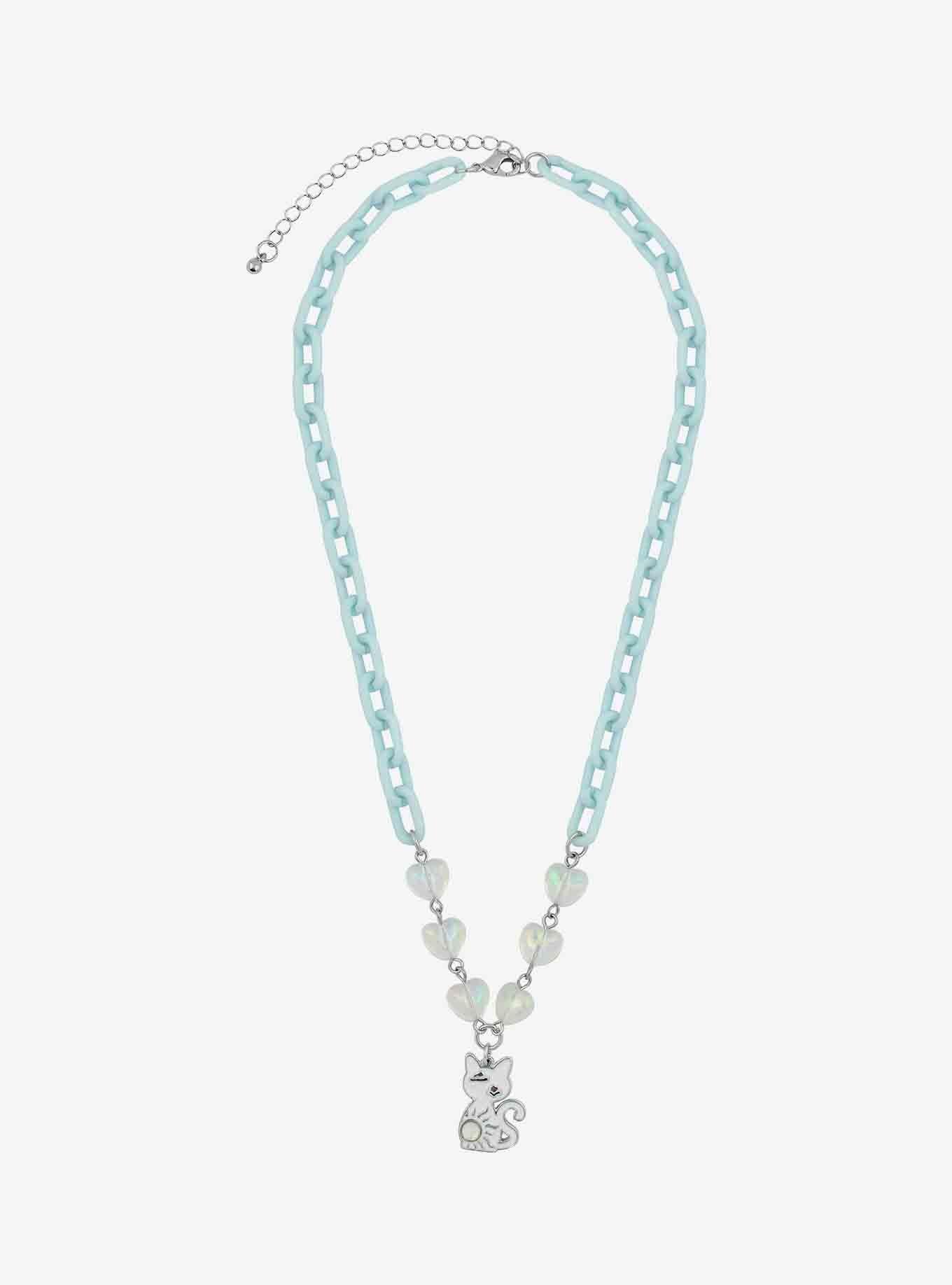 Celestial Cat Baby Blue Chain Necklace, , alternate
