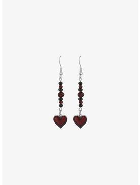 Red Gem Heart Drop Earrings, , hi-res