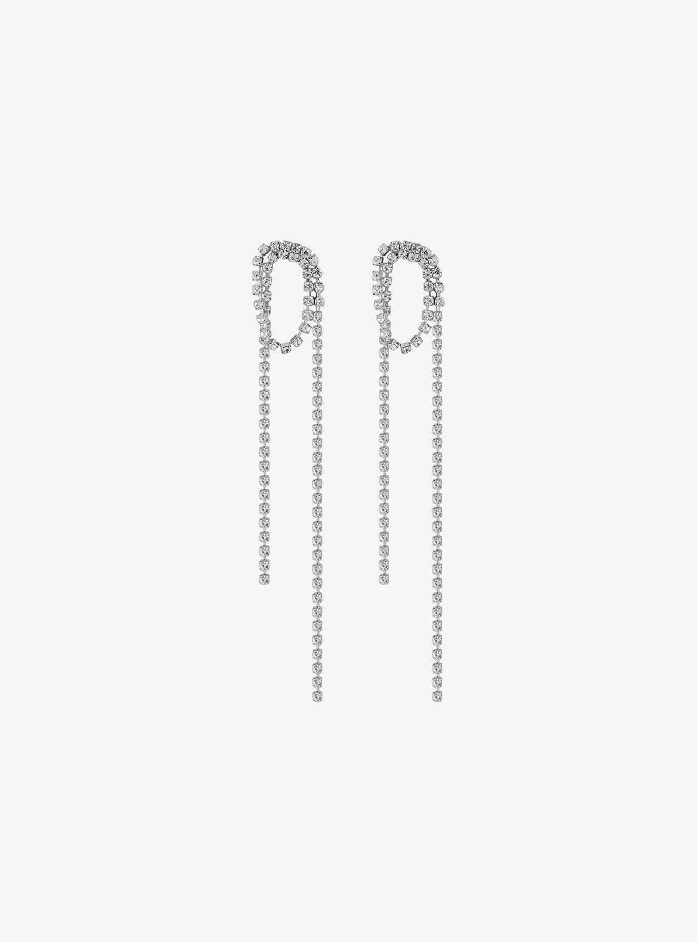 Rhinestone Stud Drape Stud Earrings, , alternate