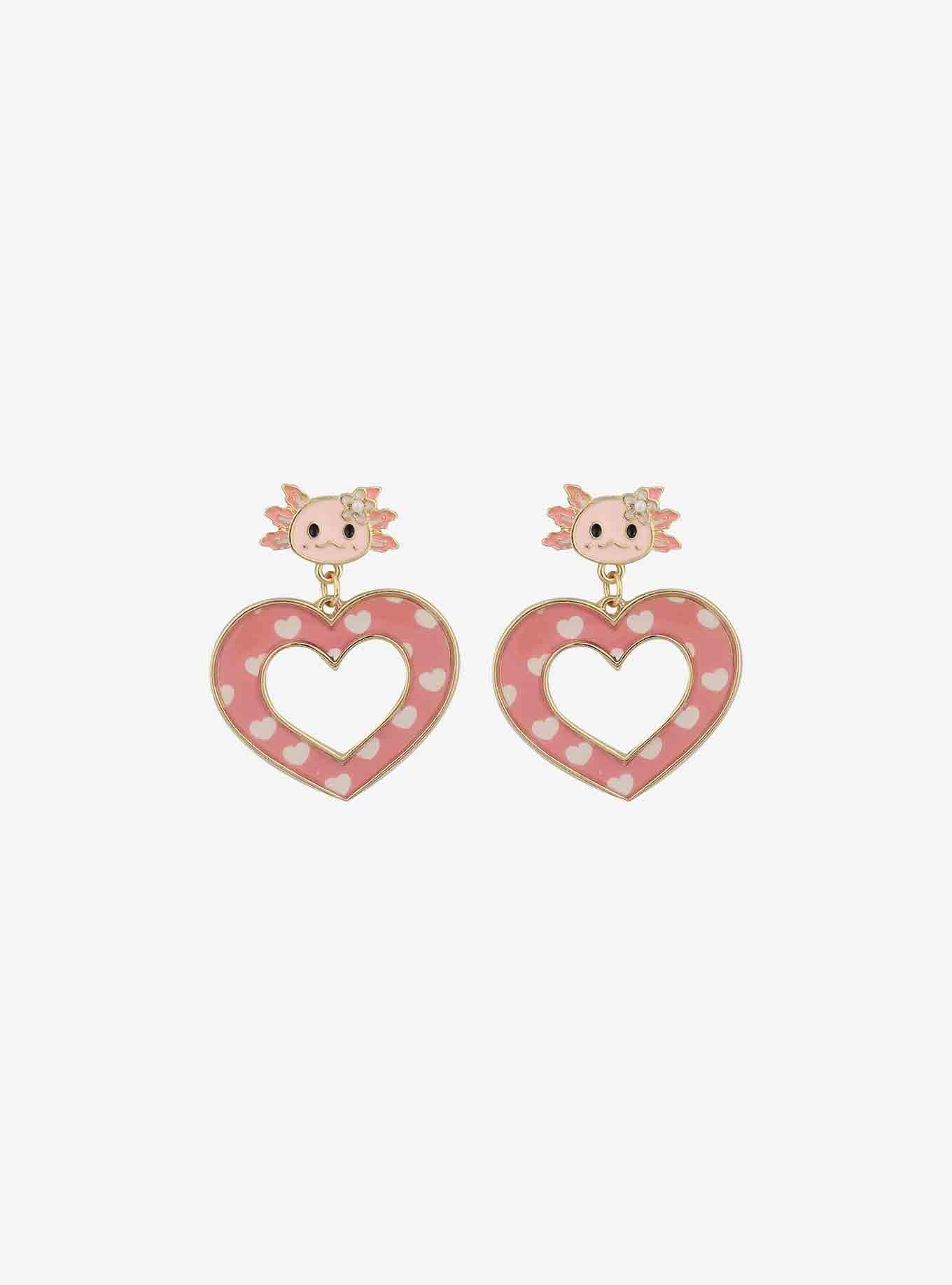 Axolotl Heart Drop Earrings, , alternate