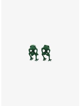 Green Frog Front/Back Stud Earrings, , hi-res