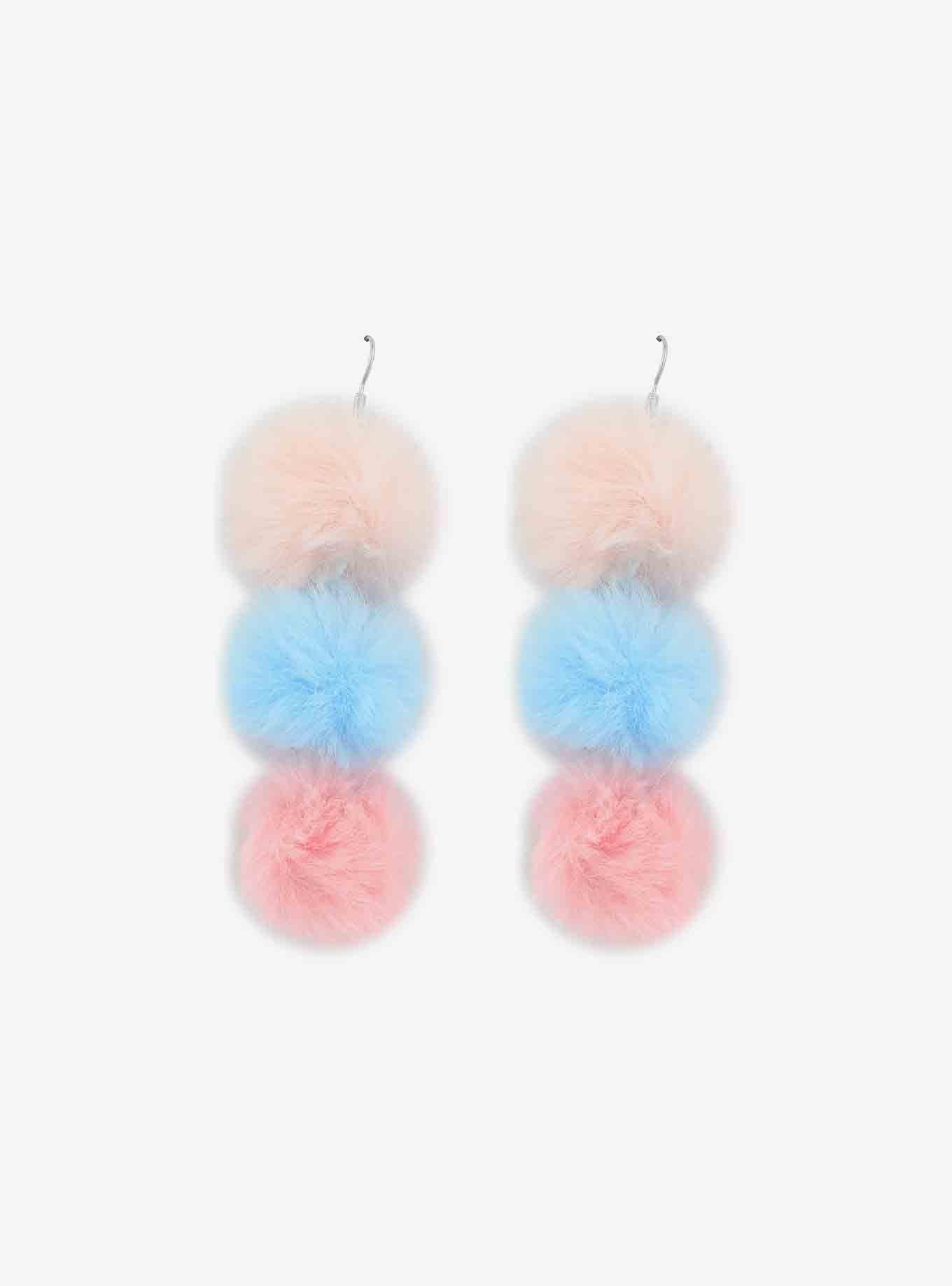 Pastel Pom Drop Earrings, , alternate