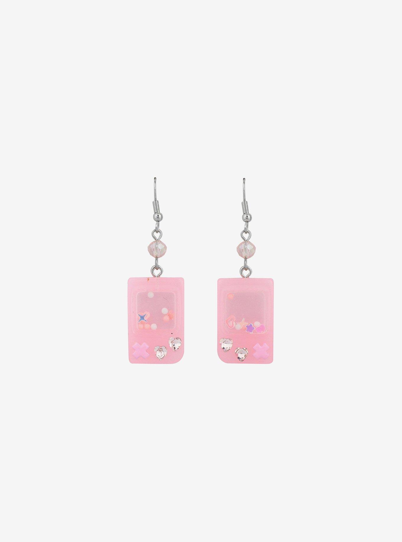 Kawaii Pink Gamer Drop Earrings, , alternate