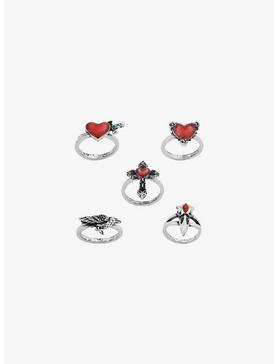 Heart Cross Raven Ring Set, , hi-res