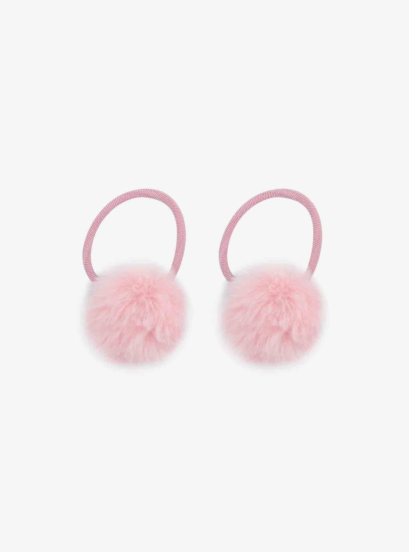 Pink Pom Pom Hair Tie Set, , alternate