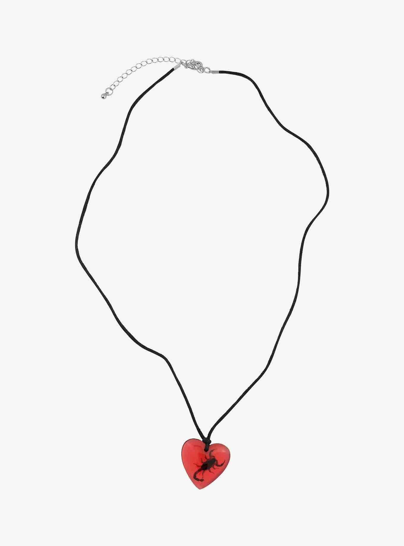 Scorpion Heart Pendant Cord Necklace, , alternate