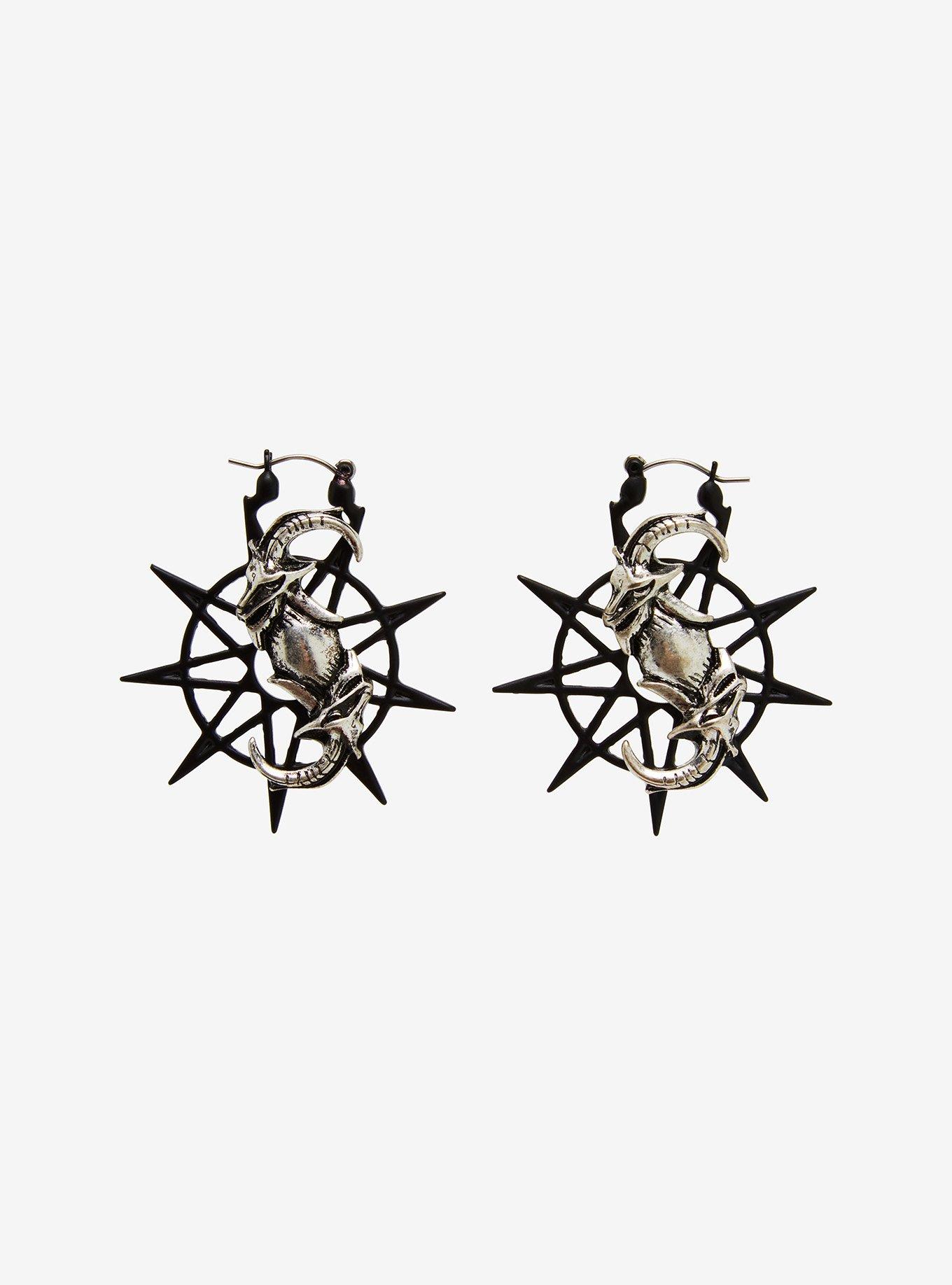 Slipknot Logo Nonagram Hoop Earrings, , alternate