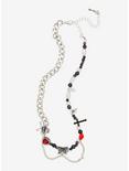 Skull Cross Split Mismatched Bead Chain Necklace, , alternate
