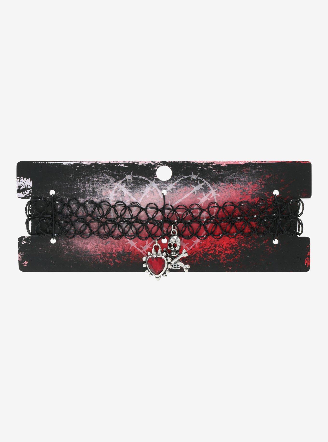 Heart Skull Tattoo Choker Set, , alternate