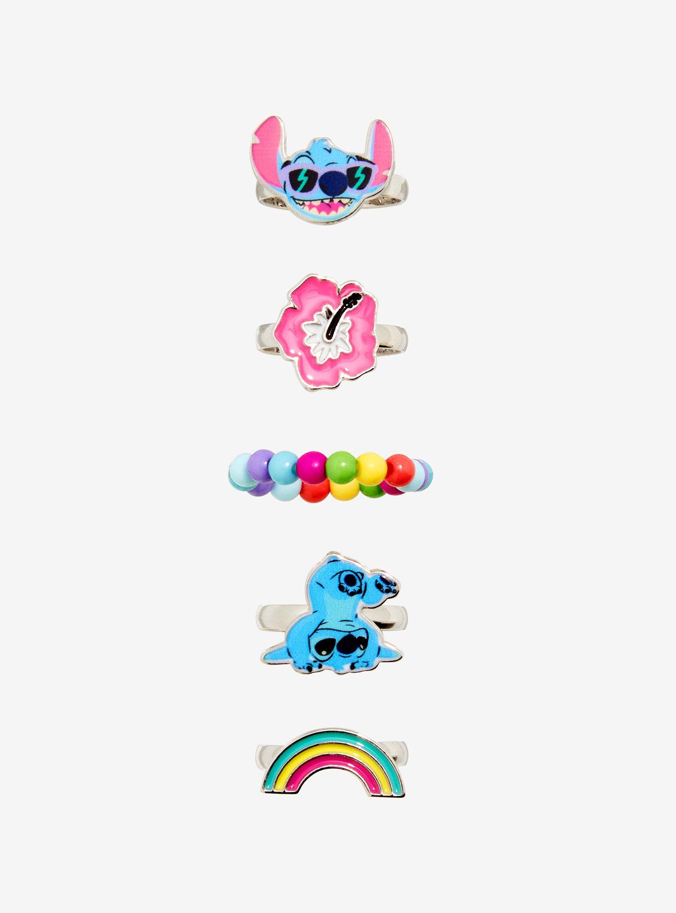 Disney Lilo & Stitch Rainbow Flower Ring Set, , alternate