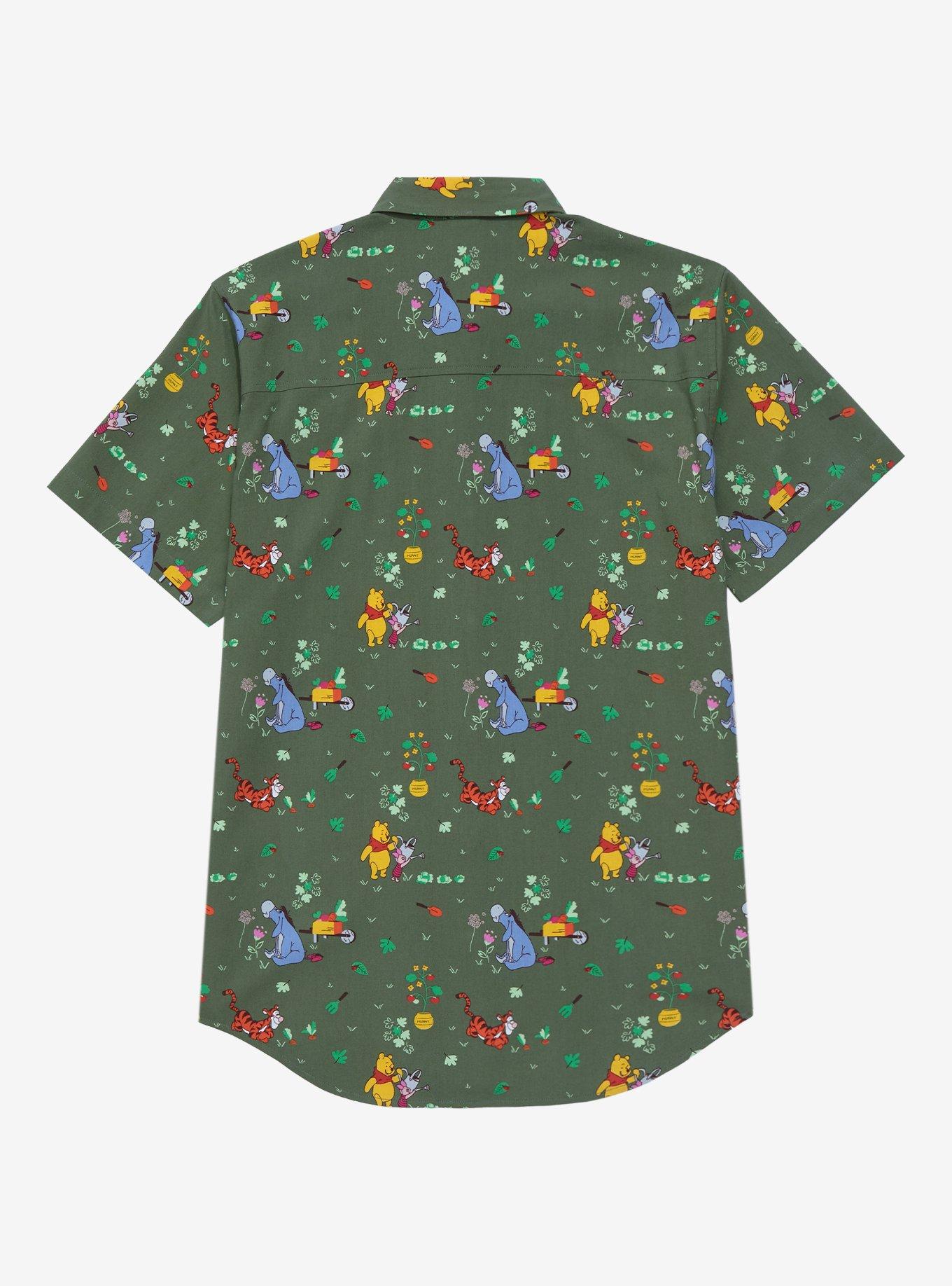Disney Winnie The Pooh Earth Day Allover Print Woven Button-Up - BoxLunch Exclusive, , hi-res