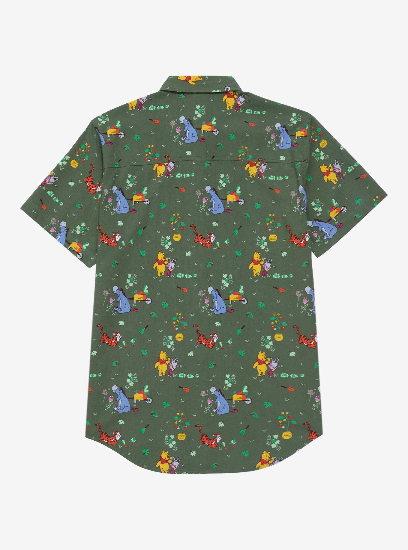 Disney Winnie The Pooh Earth Day Allover Print Woven Button-Up - BoxLunch Exclusive, FOREST GREEN, alternate