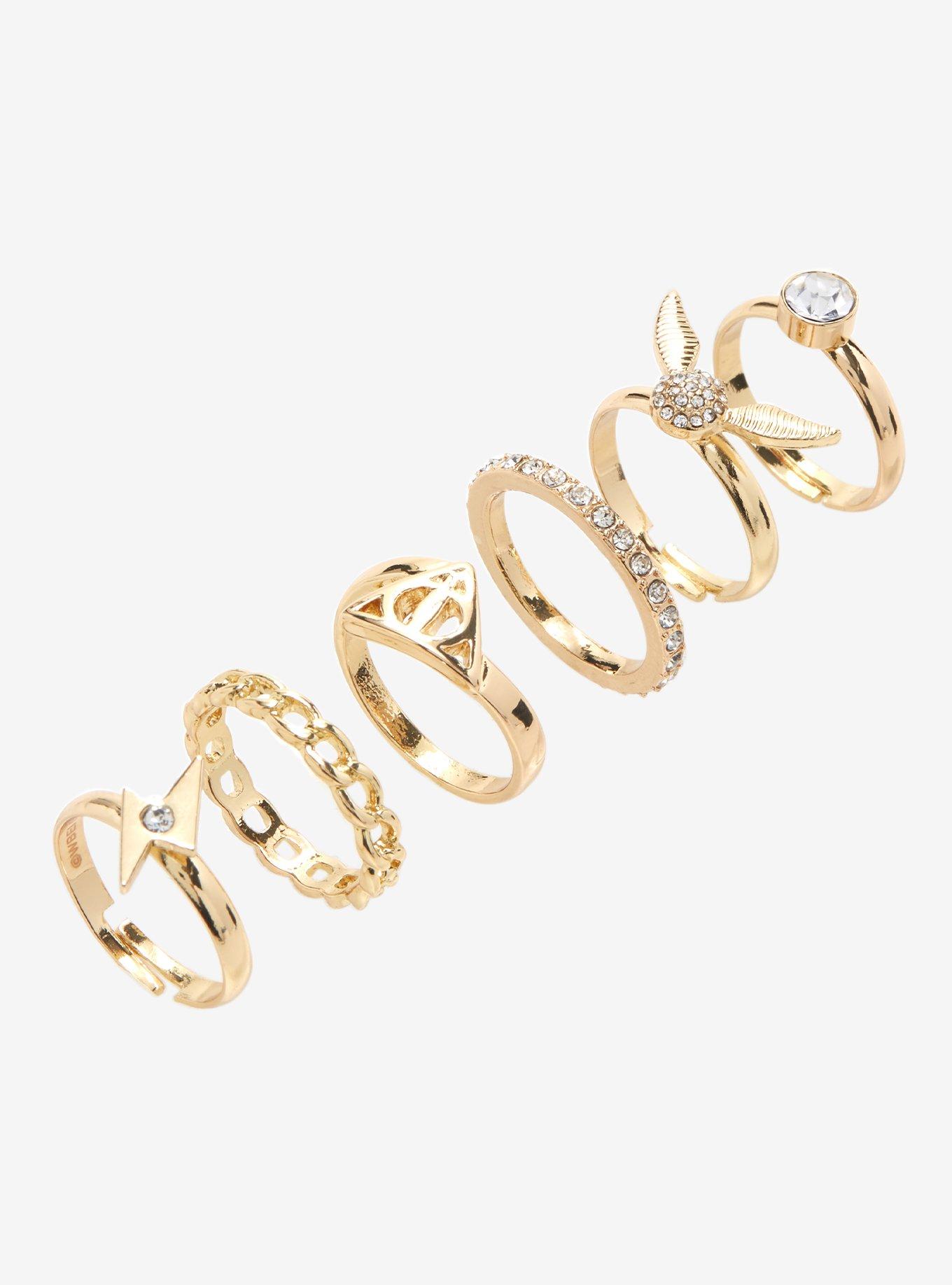 Harry Potter Gold Symbol Ring Set, , alternate