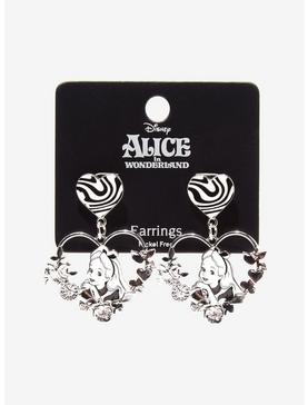Plus Size Disney Alice In Wonderland Heart Portrait Earrings, , hi-res