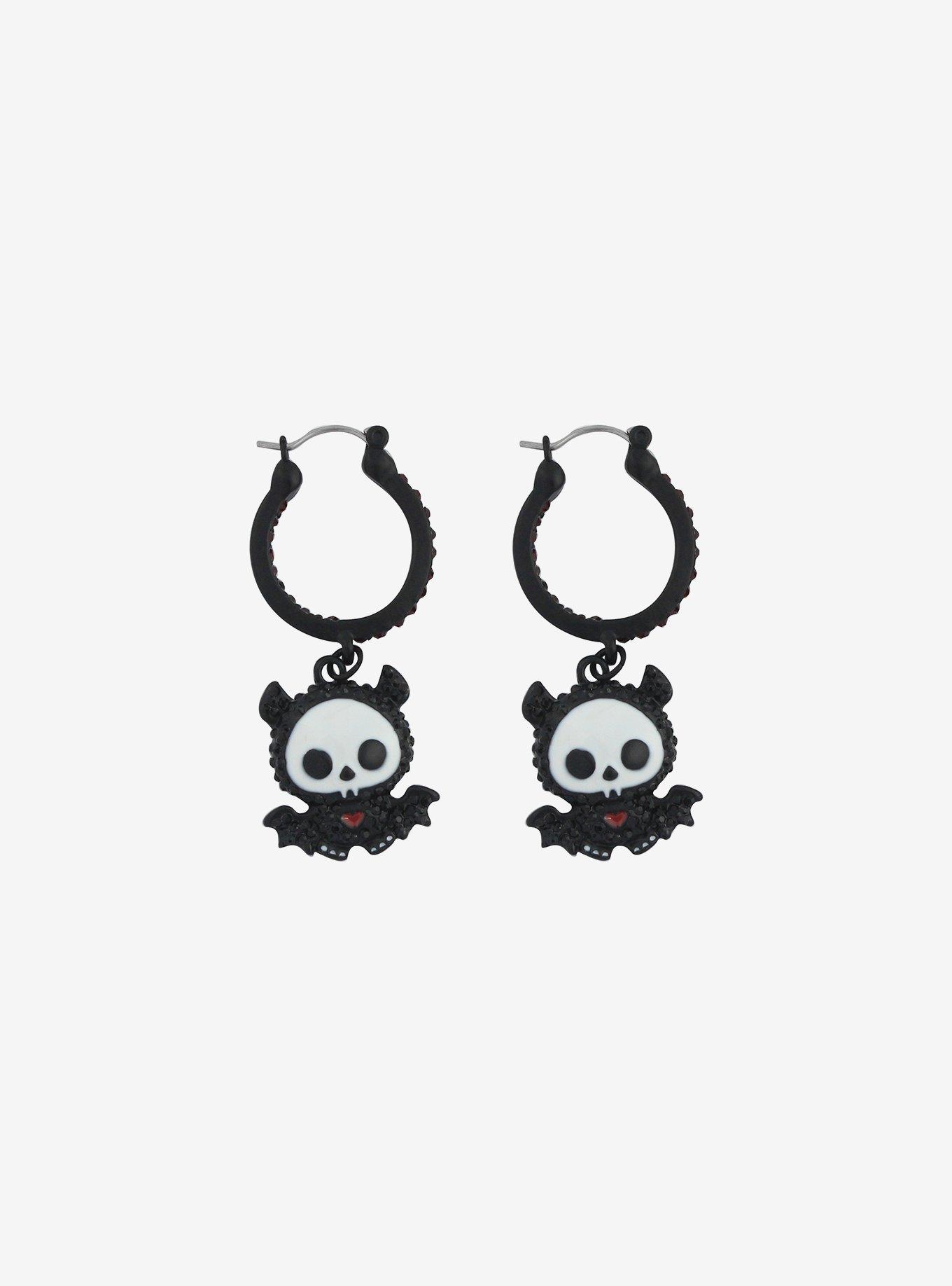 Skelanimals Diego The Bat Huggie Hoop Earrings, , alternate