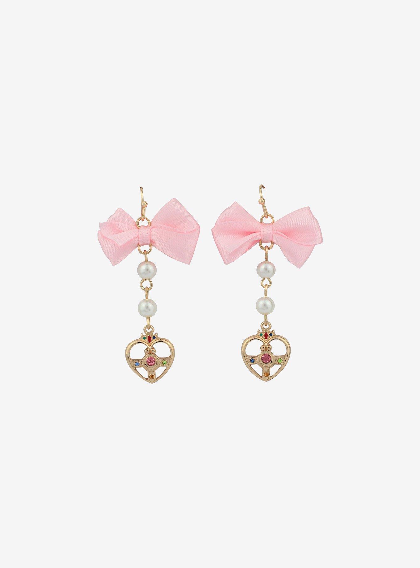 Sailor Moon Cosmic Heart Compact Bow Earrings, , alternate