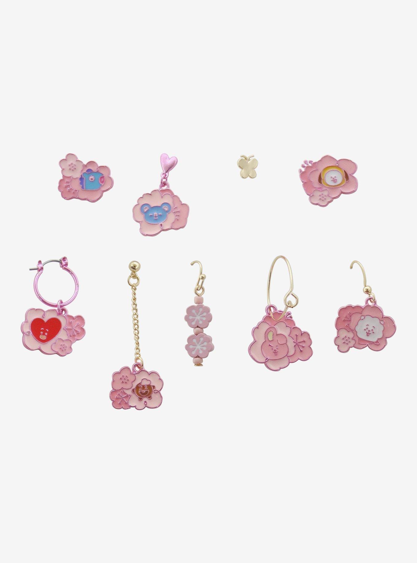 BT21 Cherry Blossom Mismatch Earring Set, , hi-res