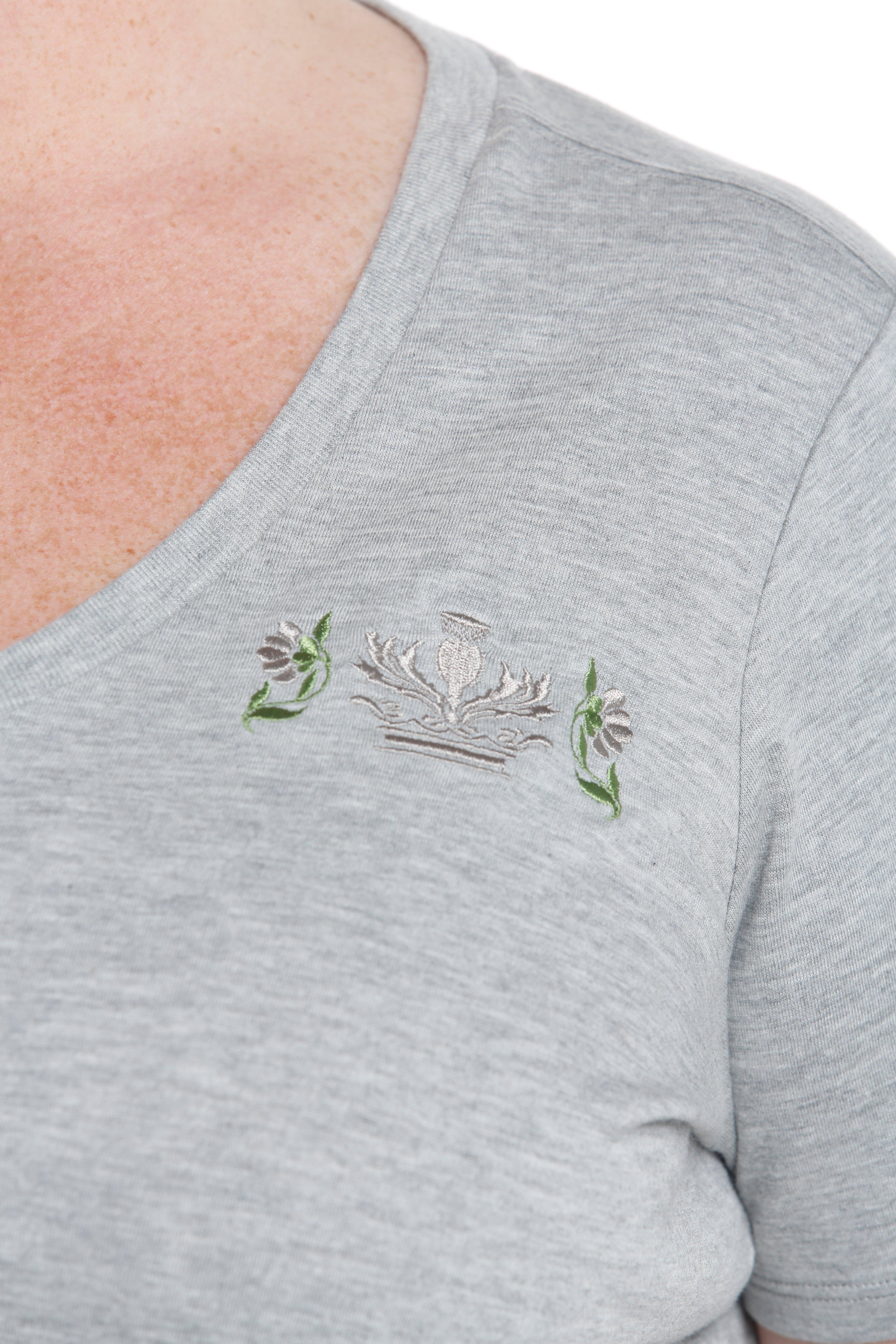Her Universe Outlander Crest V-Neck T-Shirt Plus Size, HEATHER GREY, alternate