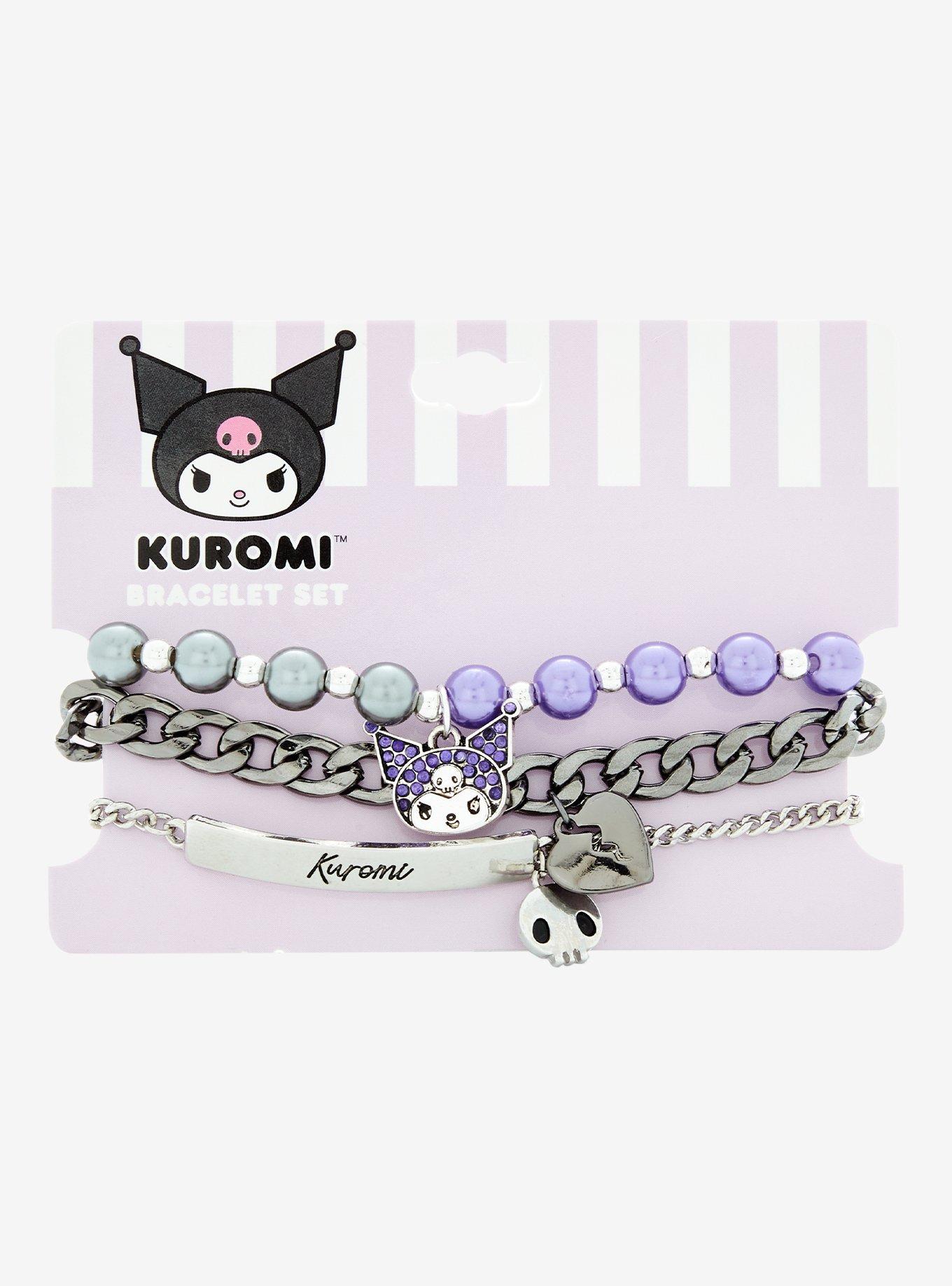 Kuromi Glitter Heart Bracelet Set, , alternate