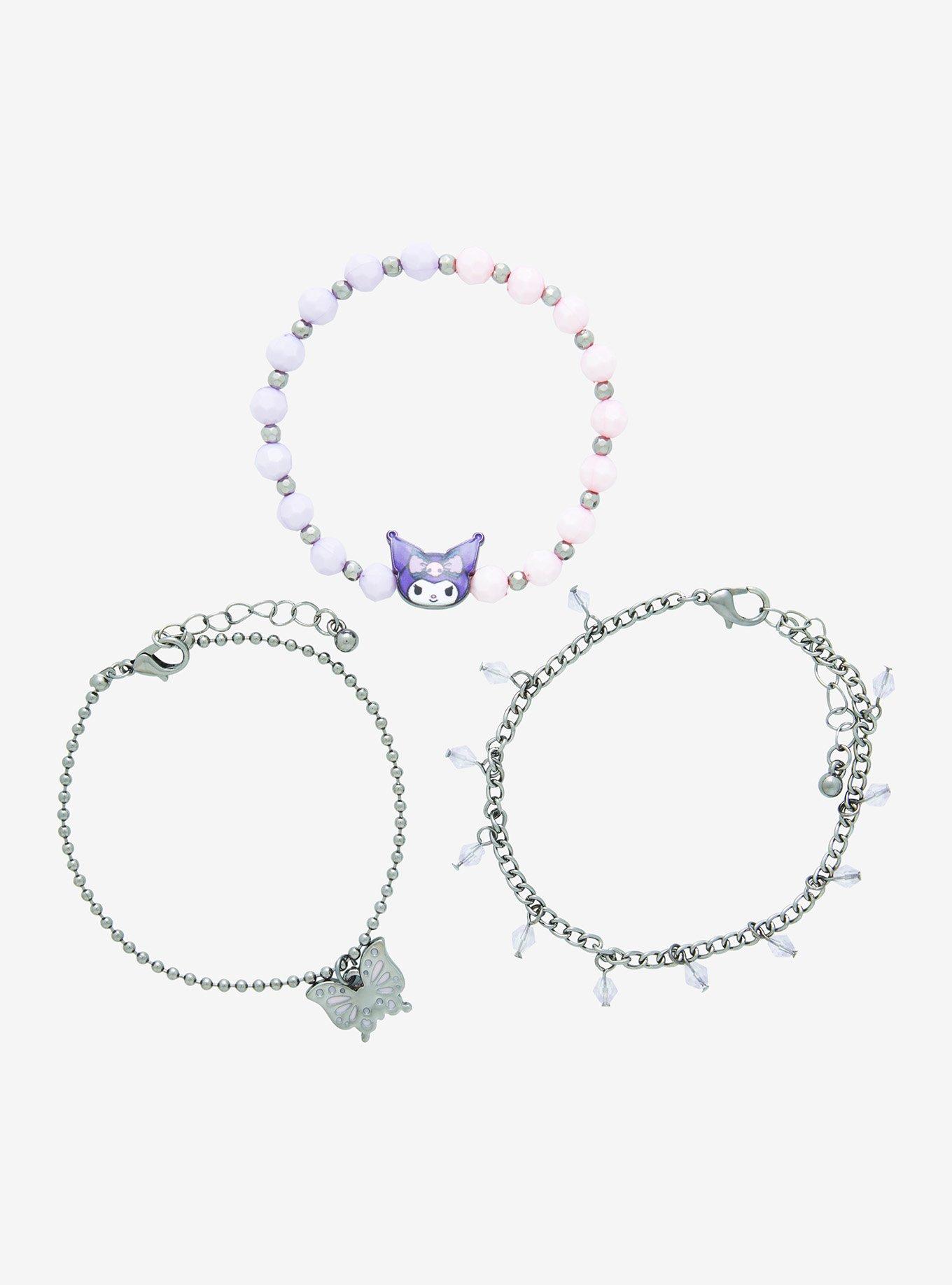 Kuromi Butterfly Bead Bracelet Set, , hi-res