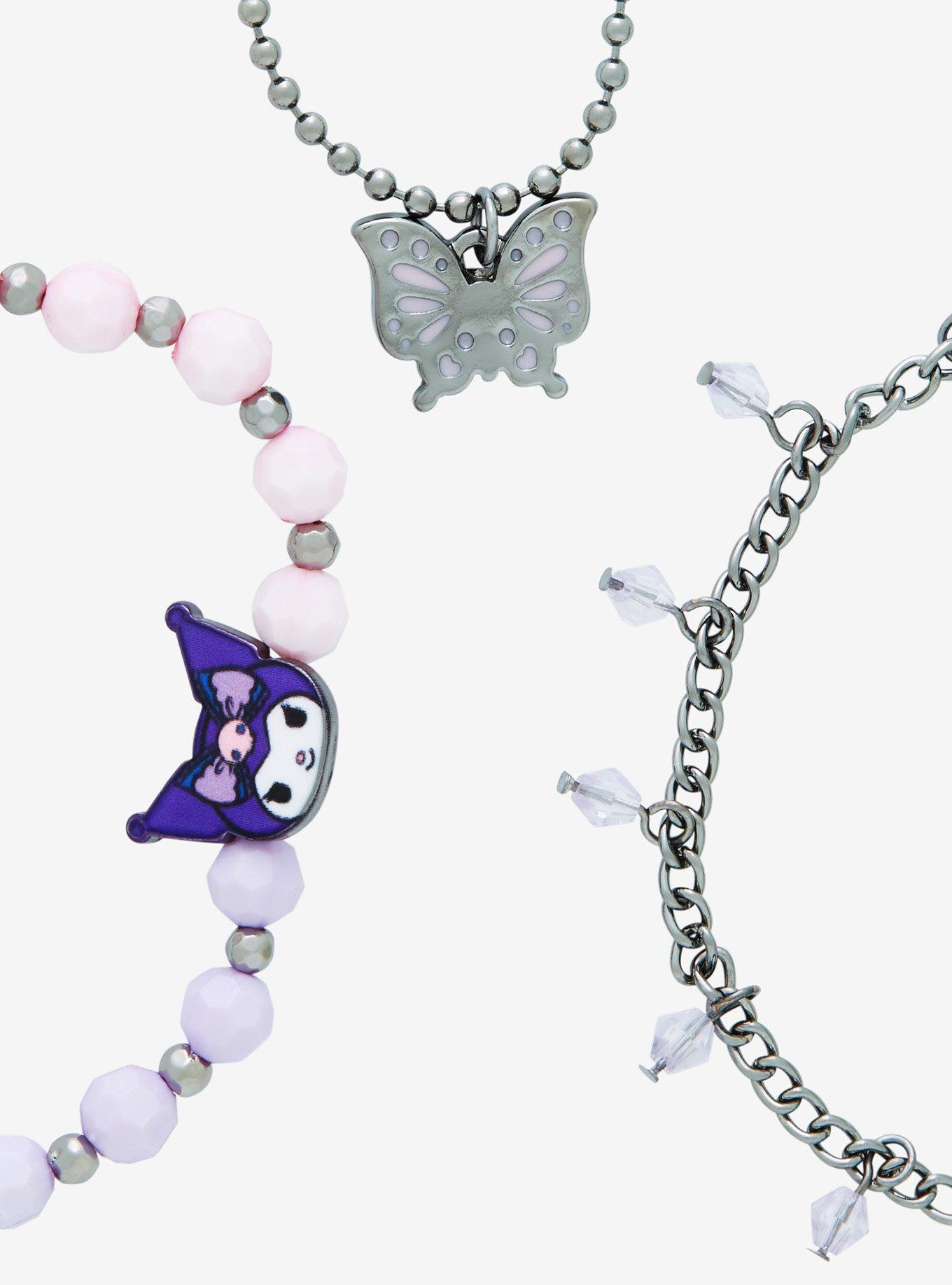 Kuromi Butterfly Bead Bracelet Set, , alternate
