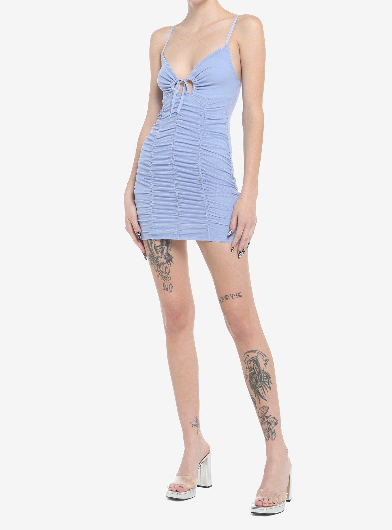 Periwinkle Blue Cutout Mini Dress, BLUE, alternate