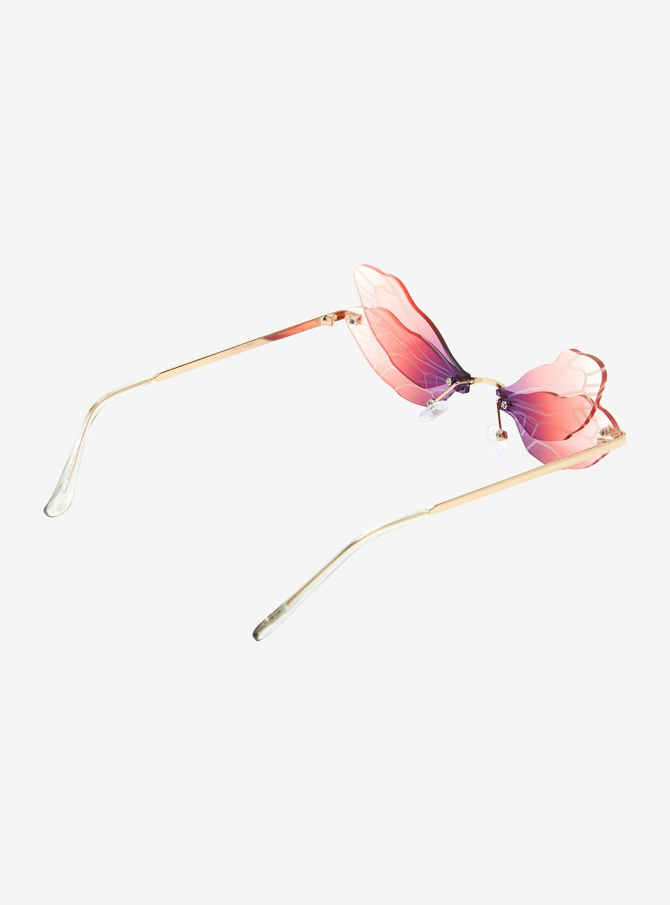 Pink & Purple Ombre Butterfly Wing Sunglasses, , alternate