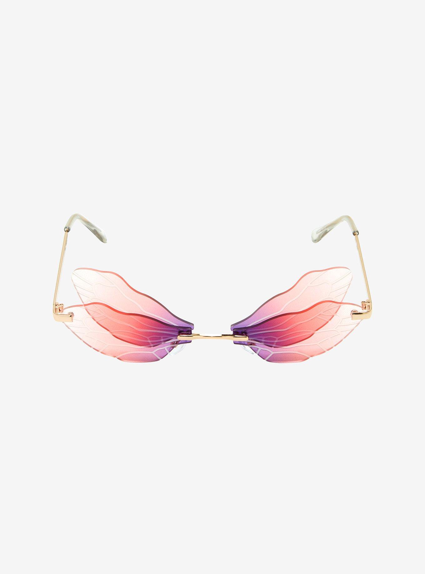 Pink & Purple Ombre Butterfly Wing Sunglasses, , alternate