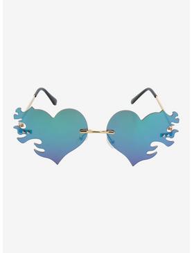 Heart Flame Mirrored Sunglasses, , hi-res