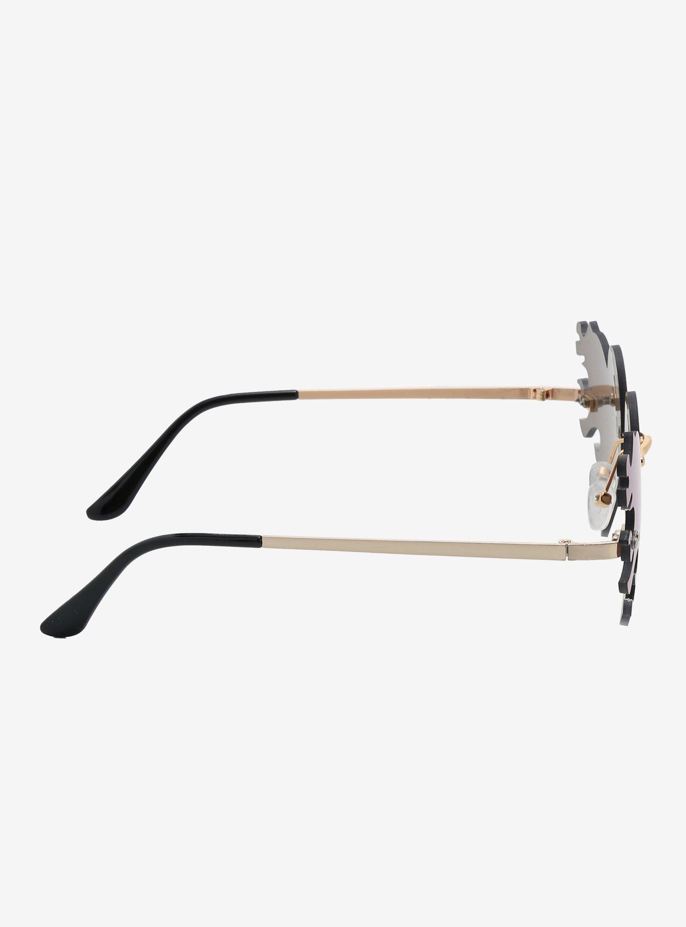 Heart Flame Mirrored Sunglasses, , alternate