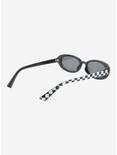 Black & White Checker Oval Sunglasses, , alternate