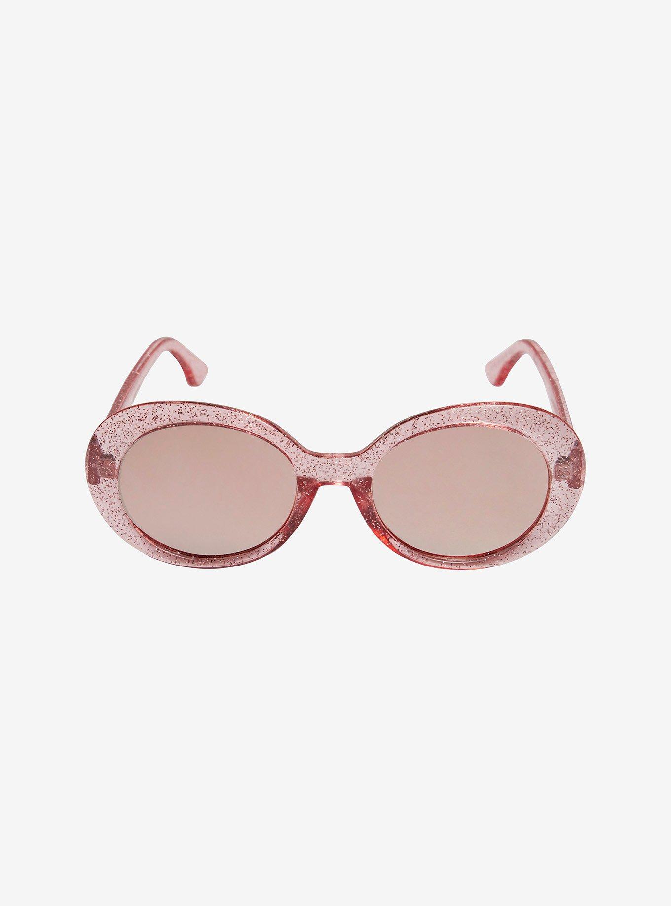 Pink Glitter Oval Sunglasses, , alternate