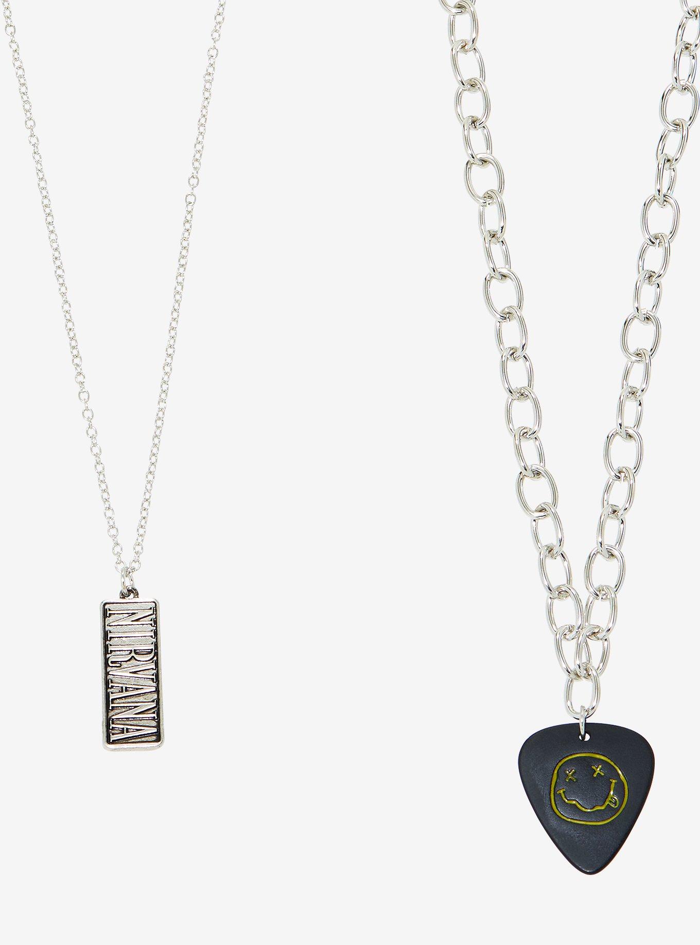 Nirvana Guitar Pick Nameplate Necklace Set, , hi-res