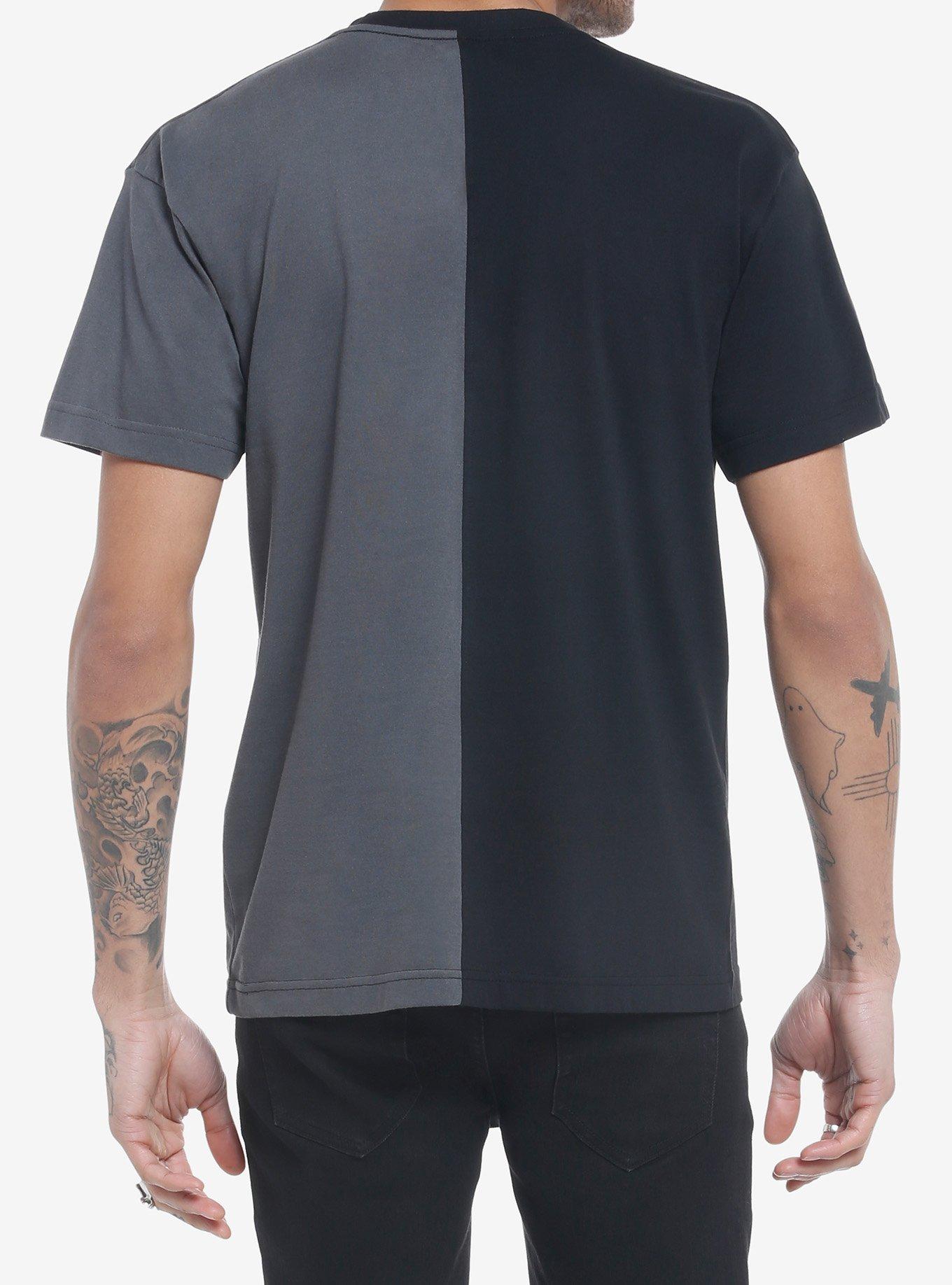 Black & Grey Split Skeleton T-Shirt, BLACK, alternate