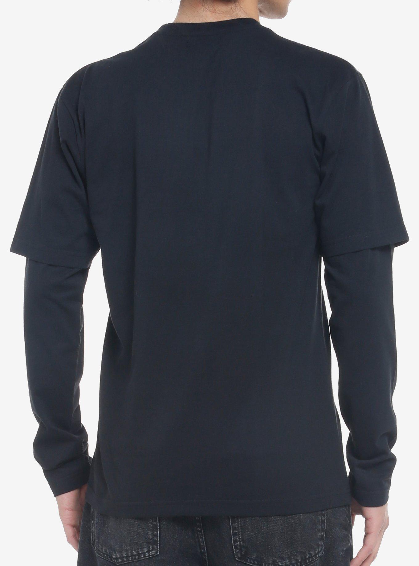 Red & Black Grommets TwoFer Long-Sleeve T-Shirt, BLACK, alternate