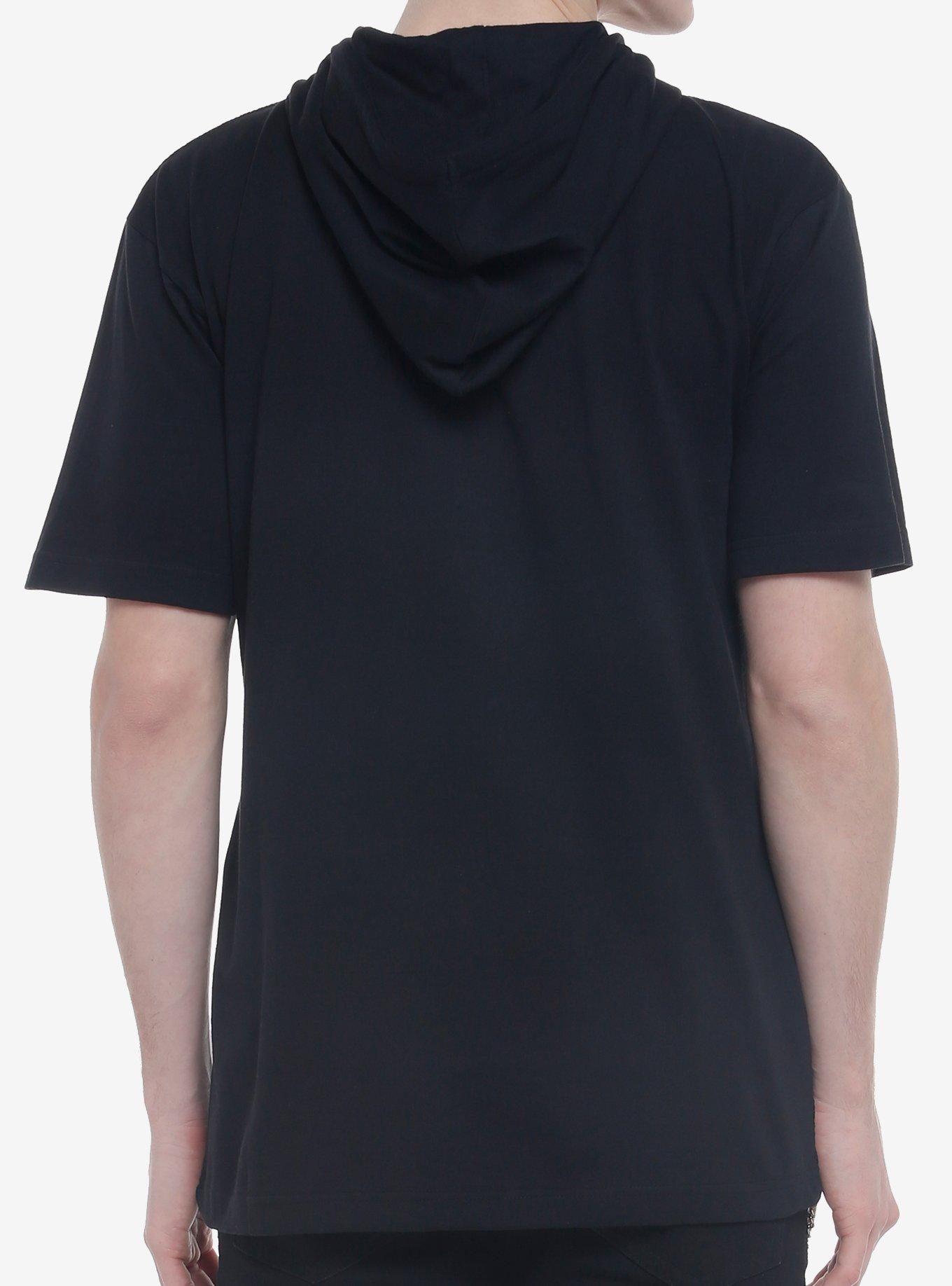 Black Mesh Hooded T-Shirt, BLACK, alternate
