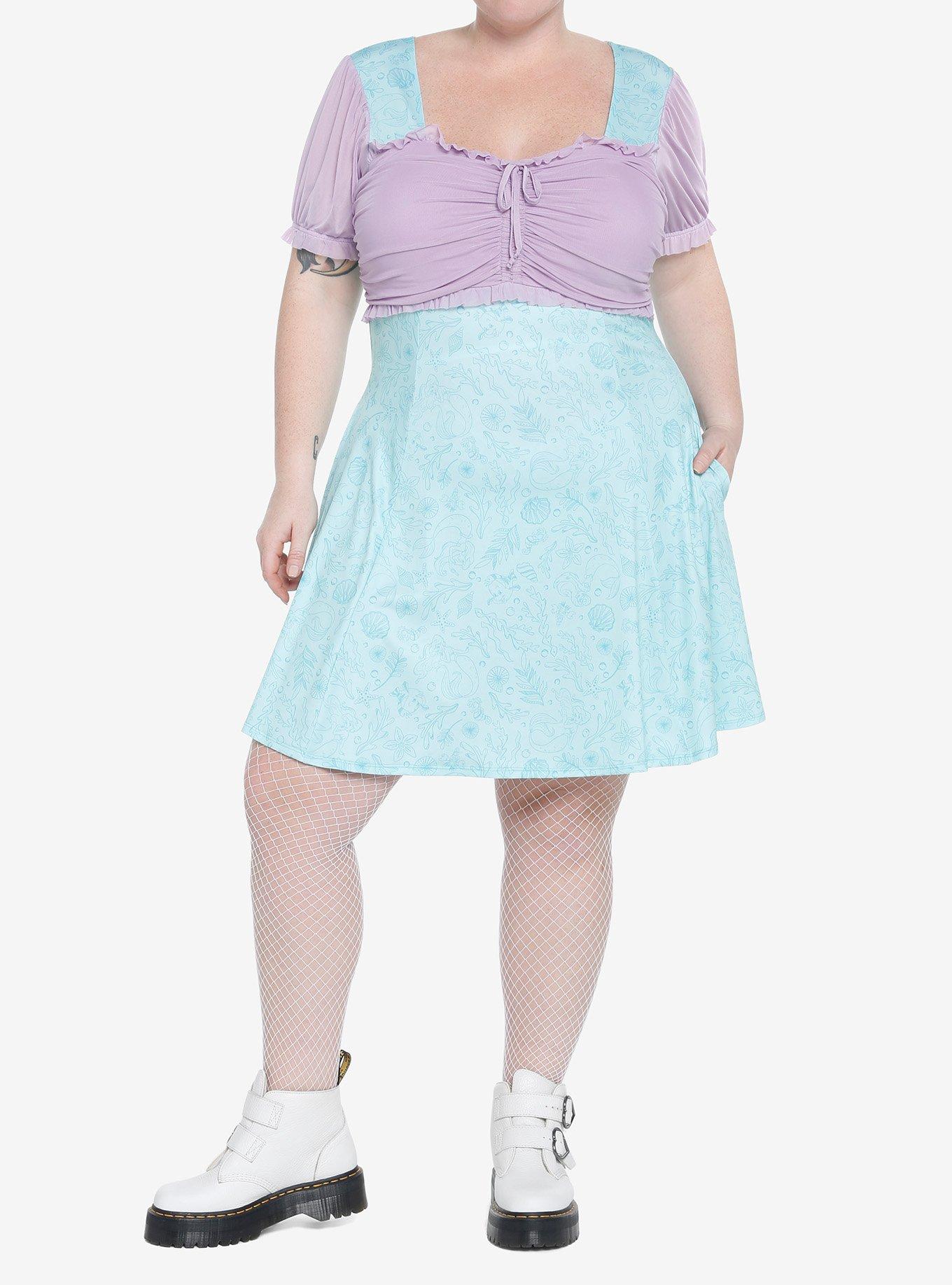 Her Universe Disney The Little Mermaid Lace-Up Sweetheart Dress Plus Size, MULTI, alternate