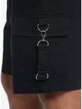 Black Cargo Pocket Buckle Shorts, BLACK, alternate