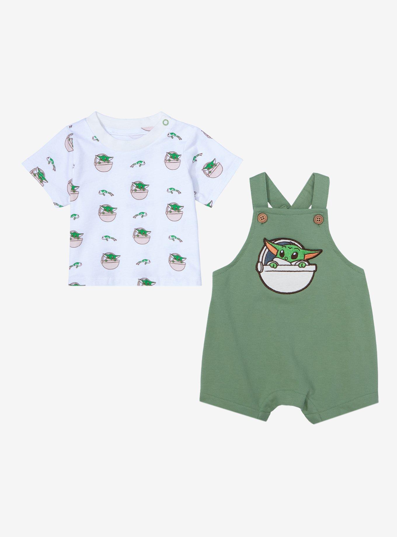 Star Wars The Mandalorian Baby Grogu Sleep N‘ Play Overalls: 2er Pack, Größe 6-9 Monate, Grün/weiß – Für Kleine Jedi-Fans