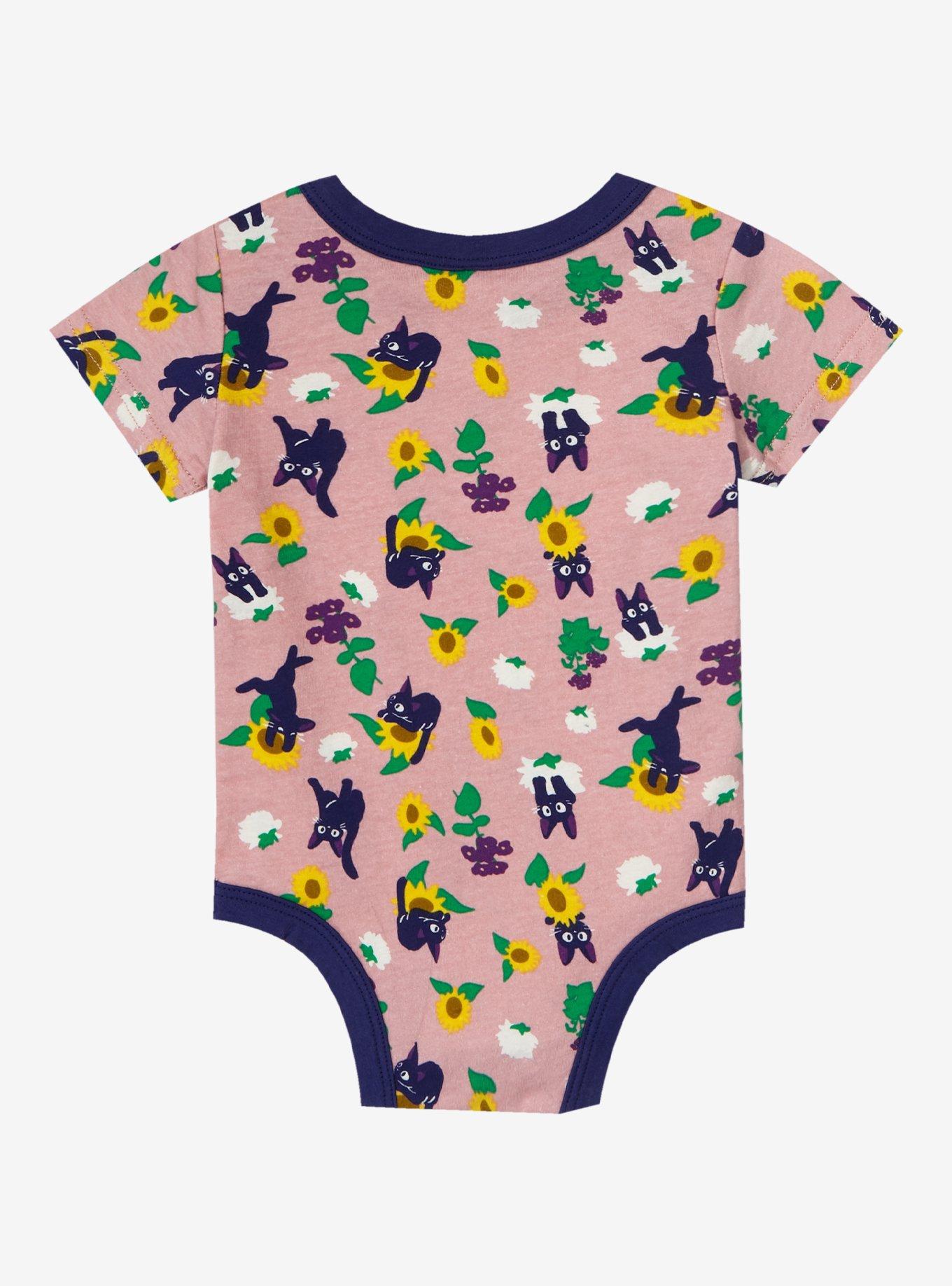 Studio Ghibli Kiki's Delivery Service Jiji Sunflower Allover Print Infant One-Piece - BoxLunch Exclusive, LIGHT PINK, alternate