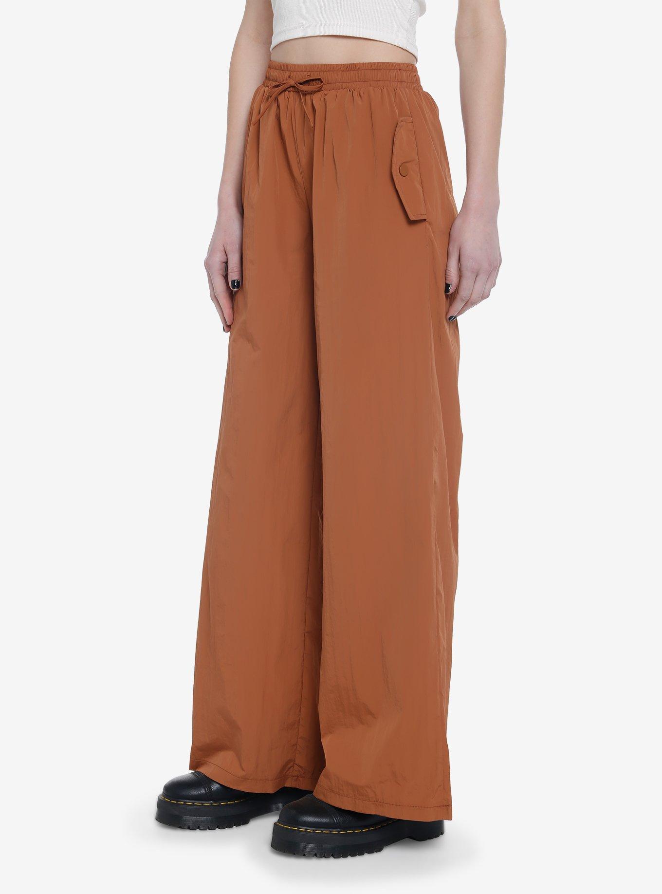 Brown Wide Leg Cargo Pants, SAND, alternate