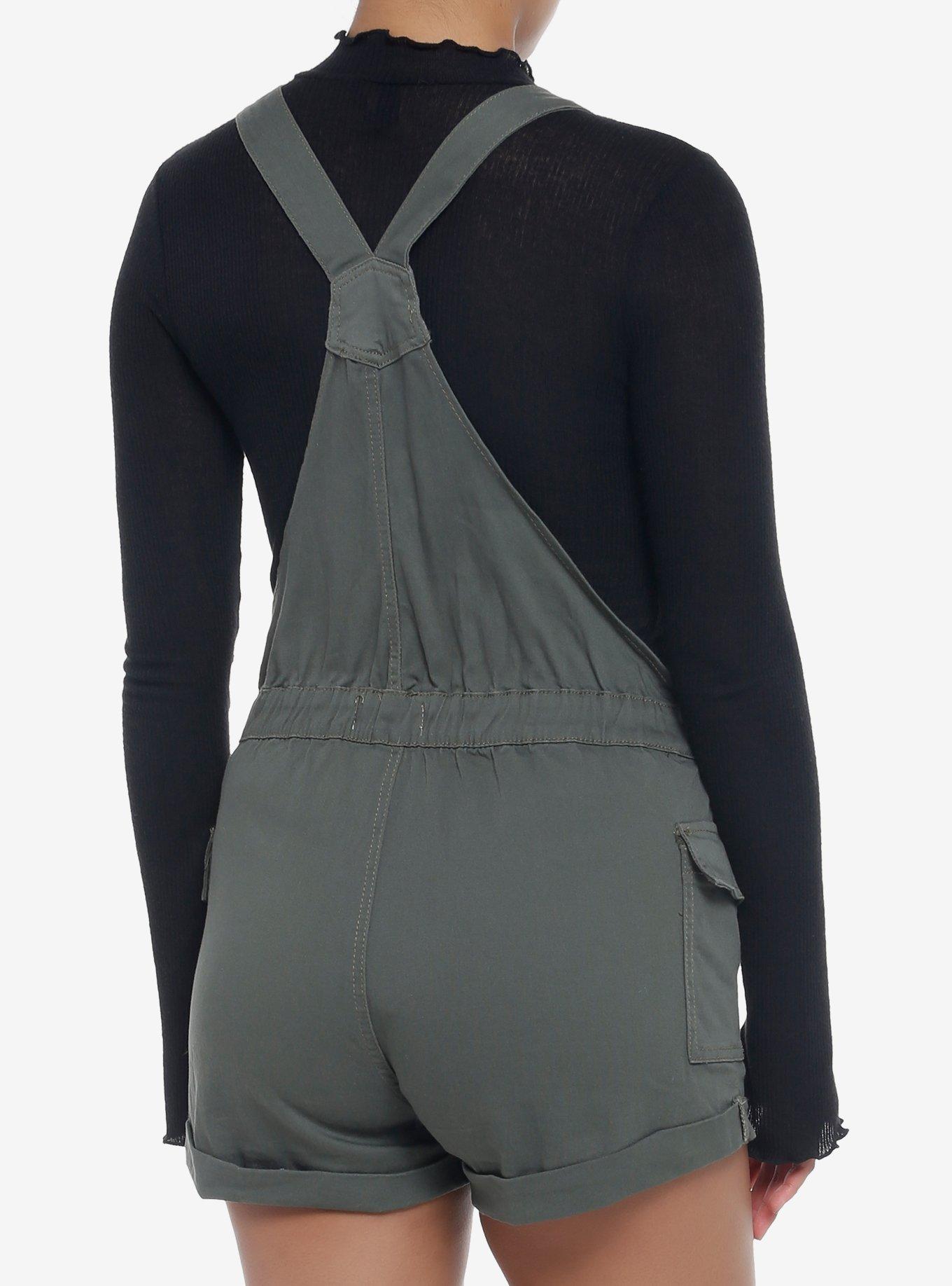Olive Grunge Utility Shortalls, GREEN, alternate