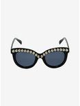 Black Studded Cat Eye Sunglasses, , alternate