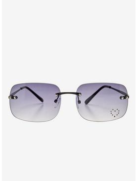 Black Ombre Bejeweled Heart Sunglasses, , hi-res