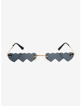 Black Triple Heart Sunglasses, , hi-res