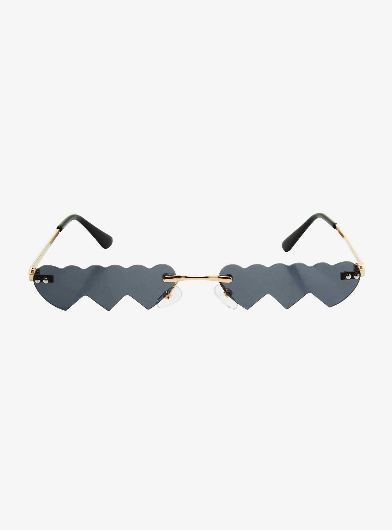 Black Triple Heart Sunglasses, , hi-res