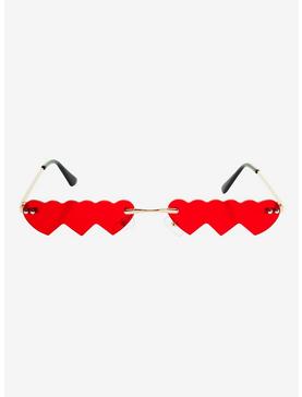 Red Triple Heart Sunglasses, , hi-res
